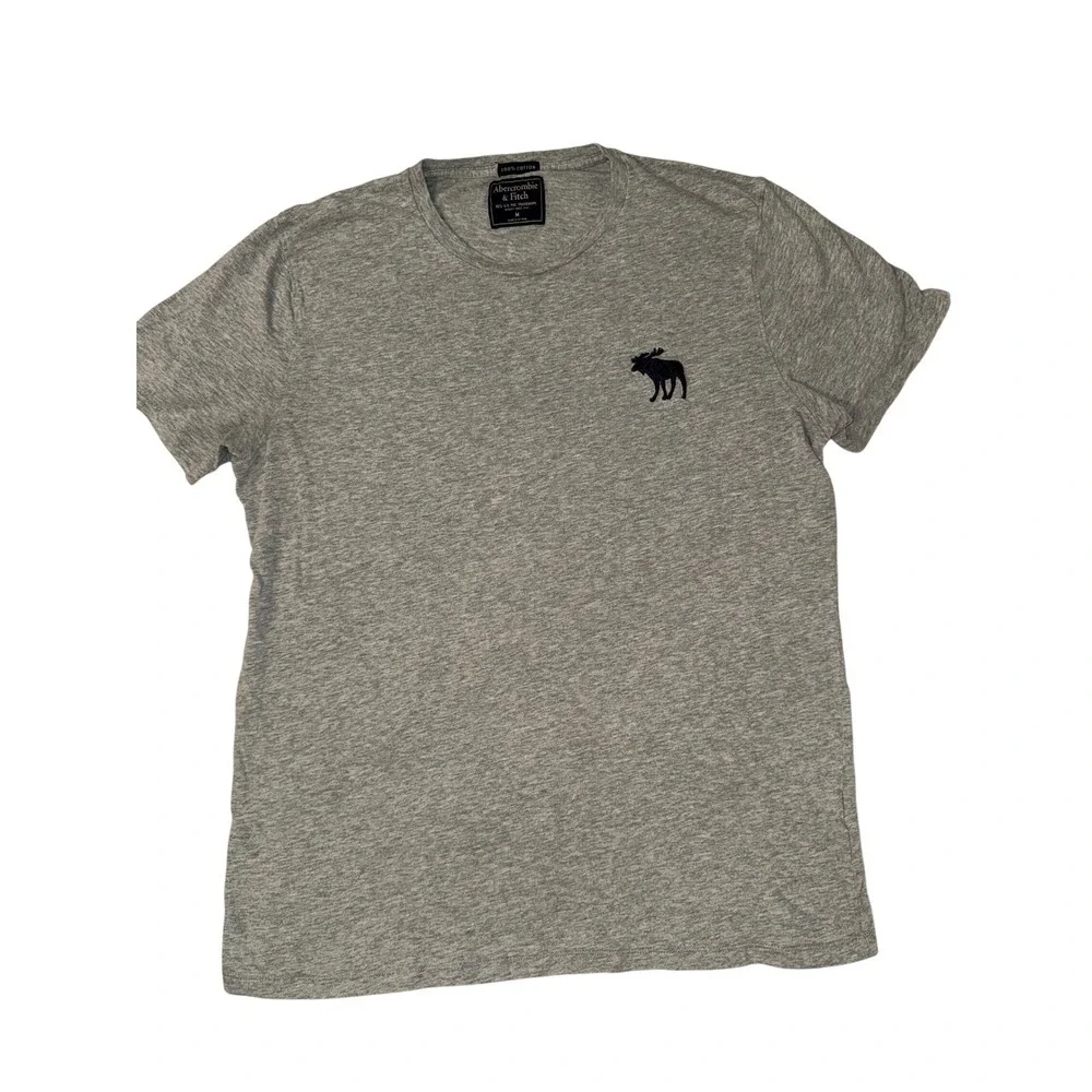 Abercrombie Fitch Vintage Y2K  Gray Short‎ Sleeve T Shirt Moose Logo Size M